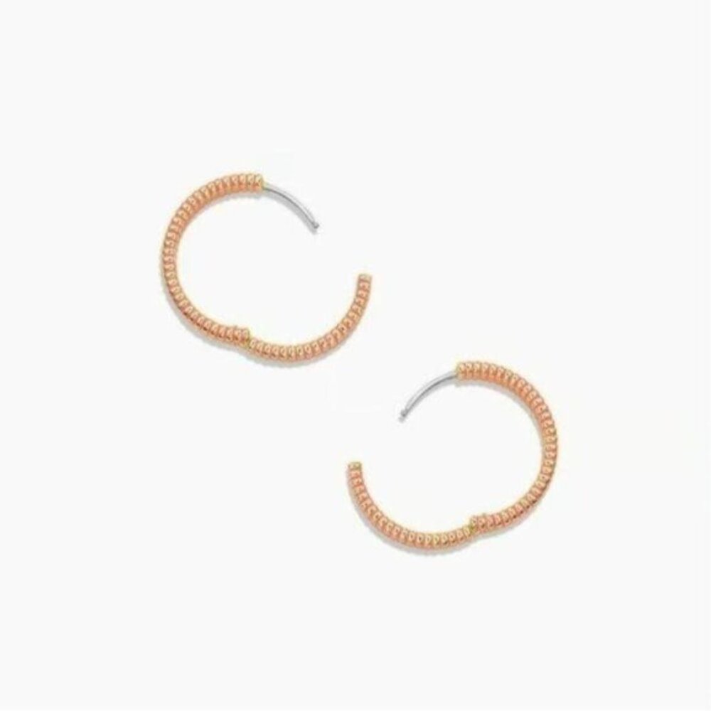 Gorjana Hoop Earrings Catalina Enamel18k Gold Plated Pink Striped - Picture 12 of 15